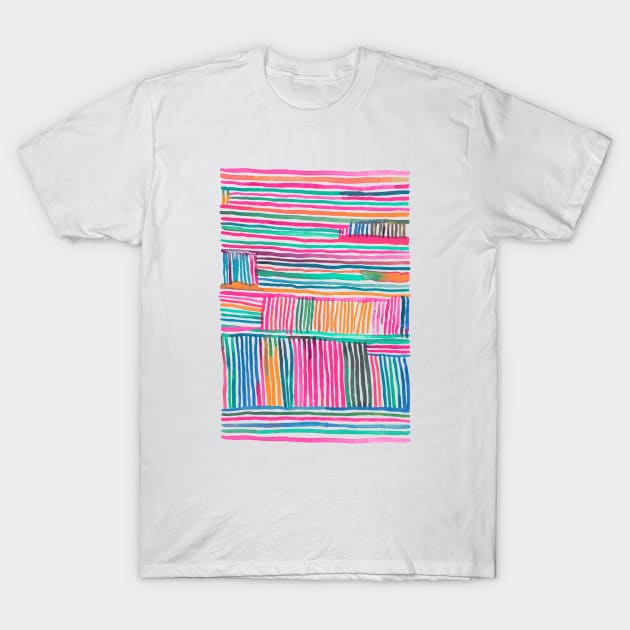 Watercolor Summer Stripes T-Shirt by ninoladesign